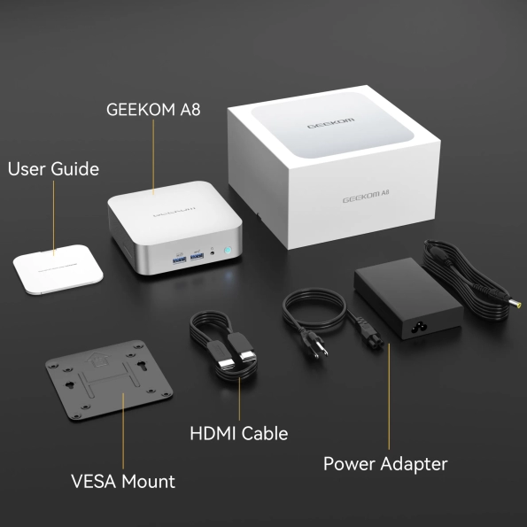 Packing List of GEEKOM A8 Mini PC